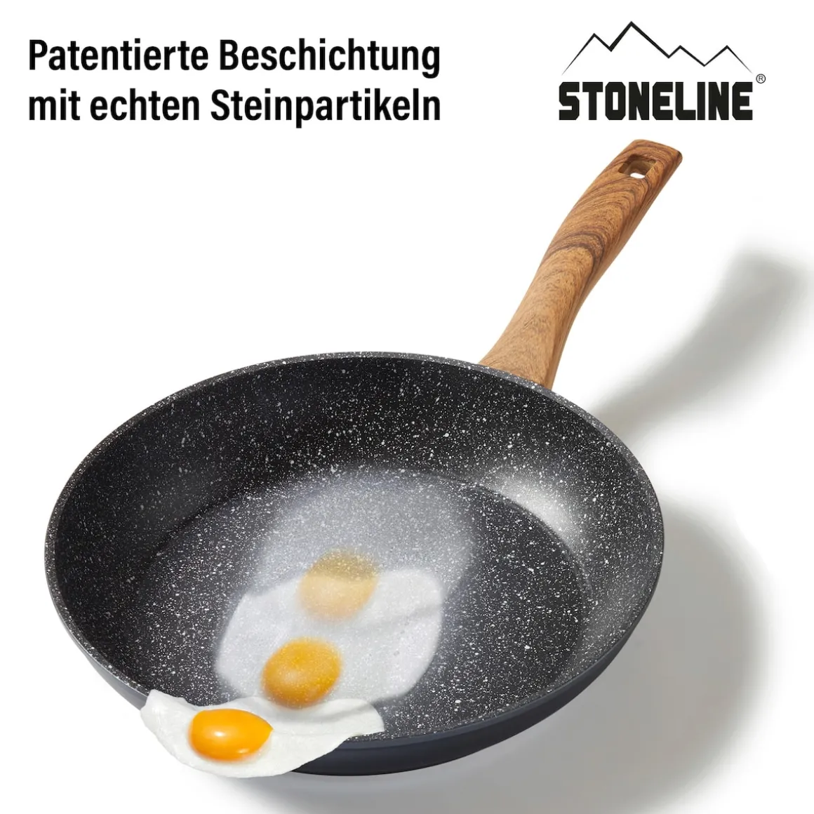 STONELINE Bratpfanne 28 cm | ohne Deckel - Holzoptik