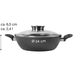 STONELINE CERAMIC Keramik Servierpfanne 24 cm | mit Deckel