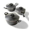 STONELINE CERAMIC Keramik Kochgeschirr-Set 6-teilig 18/20/24 | mit Deckeln
