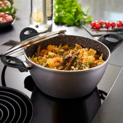 STONELINE CERAMIC Keramik Kochgeschirr-Set 6-teilig 18/20/24 | mit Deckeln