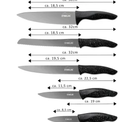 STONELINE Edelstahl Messer Set 5-teilig mit Messerblock | Schwarz