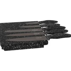 STONELINE Edelstahl Messer Set 5-teilig mit Messerblock | Schwarz