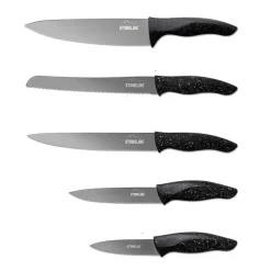STONELINE Edelstahl Messer Set 5-teilig mit Messerblock | Schwarz