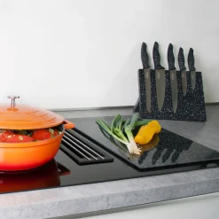 STONELINE Edelstahl Messer Set 5-teilig mit Messerblock | Schwarz