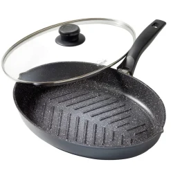 STONELINE Fisch- und Schnitzelpfanne Oval 35x24 cm | mit Deckel