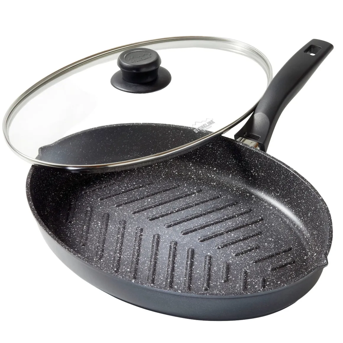 STONELINE Fisch- und Schnitzelpfanne Oval 35x24 cm | mit Deckel