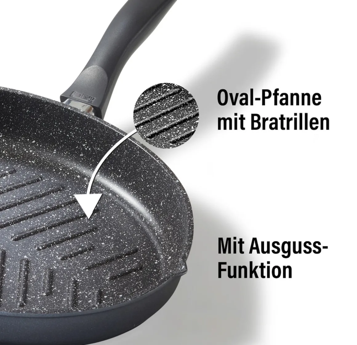 STONELINE Fisch- und Schnitzelpfanne Oval 35x24 cm | mit Deckel