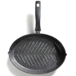 STONELINE Fisch- und Schnitzelpfanne Oval 35x24 cm | mit Deckel