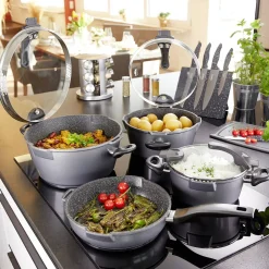 STONELINE FUTURE Kochgeschirr-Set 8-teilig 18/20/24 | mit Deckeln