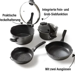 STONELINE FUTURE Kochgeschirr-Set 8-teilig 18/20/24 | mit Deckeln