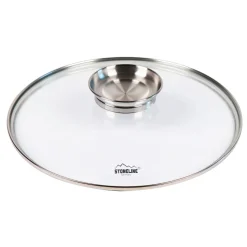 STONELINE Glasdeckel 28 cm mit Aroma-Deckel | Edelstahl