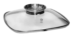 STONELINE Glasdeckel Eckig 28 cm mit Aroma-Deckel | Edelstahl