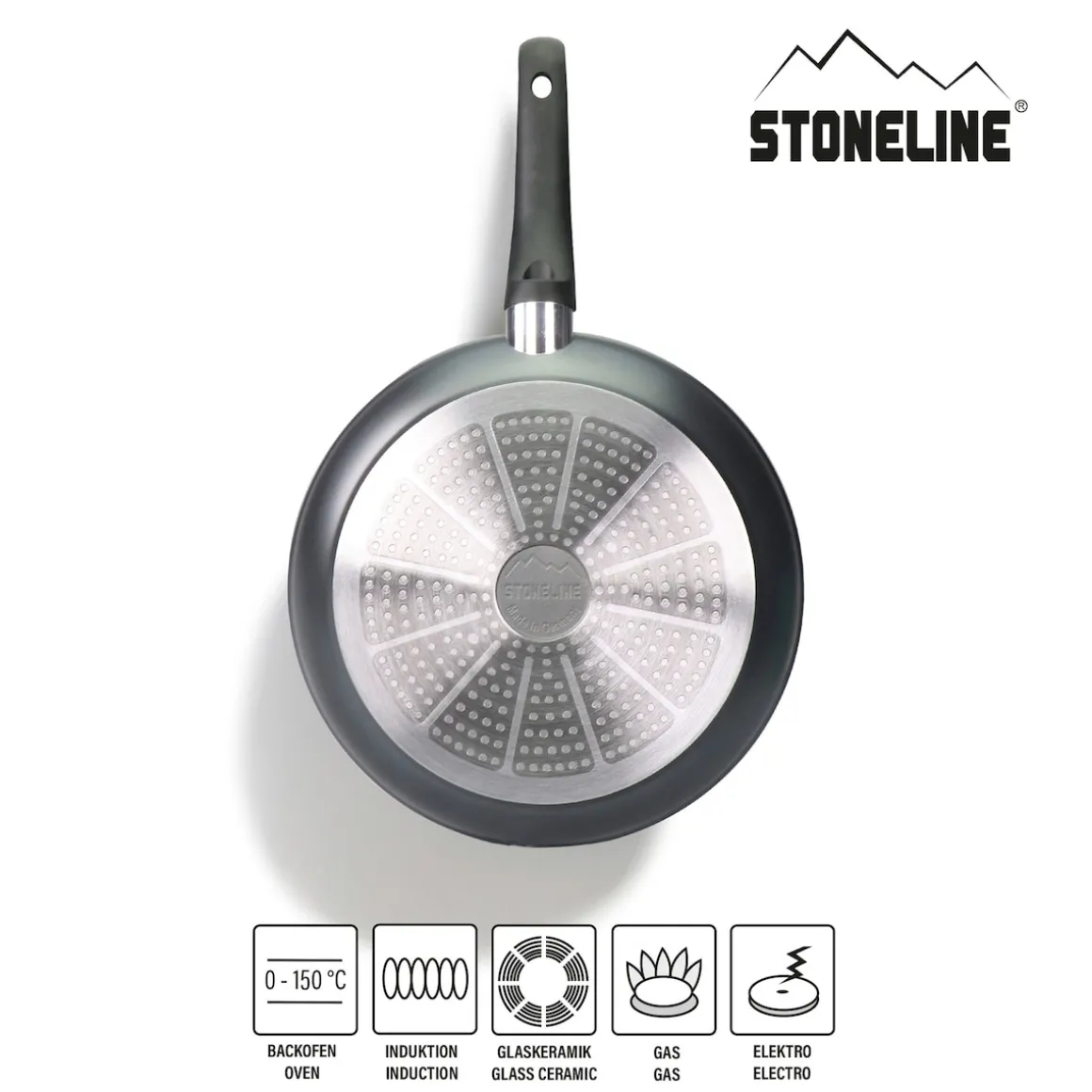 STONELINE Made in Germany Pfannen-Set 6-teilig mit Magnet Griff | ohne Deckel - Schwarz