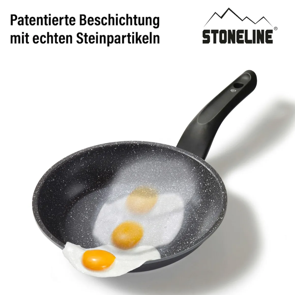 STONELINE Made in Germany Pfannen-Set 6-teilig mit Magnet Griff | ohne Deckel - Schwarz