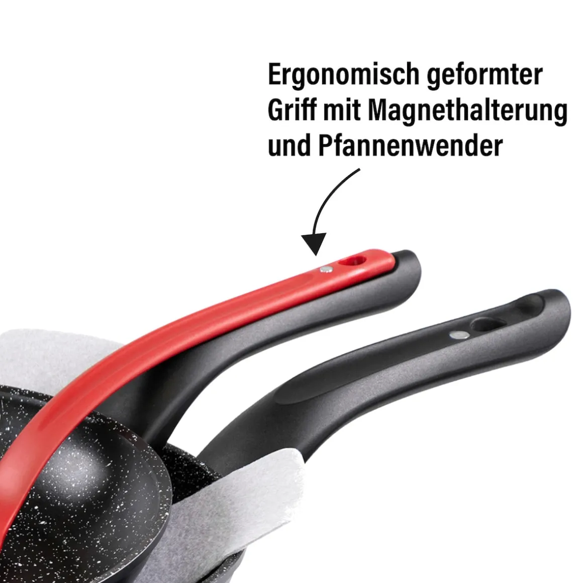 STONELINE Made in Germany Pfannen-Set 6-teilig mit Magnet Griff | ohne Deckel - Schwarz