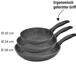 STONELINE Made in Germany Pfannen-Set 3-teilig 20/24/28 | ohne Deckel