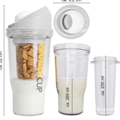 STONELINE Original CrunchCup Tragbarer Müslibecher To Go 260 + 250 ml | Weiß
