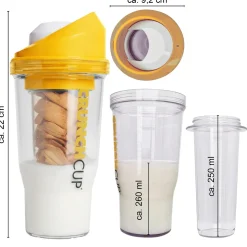 STONELINE Original CrunchCup Tragbarer Müslibecher To Go 260 + 250 ml | Gelb