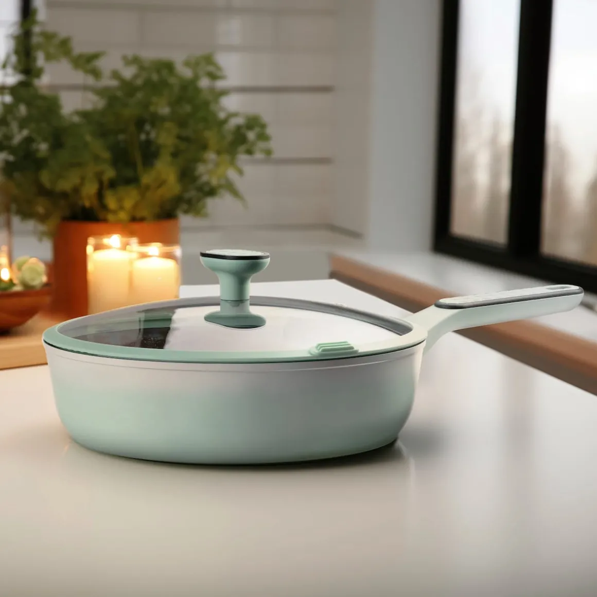 STONELINE Schmorpfanne 28 cm Mint | mit Deckel