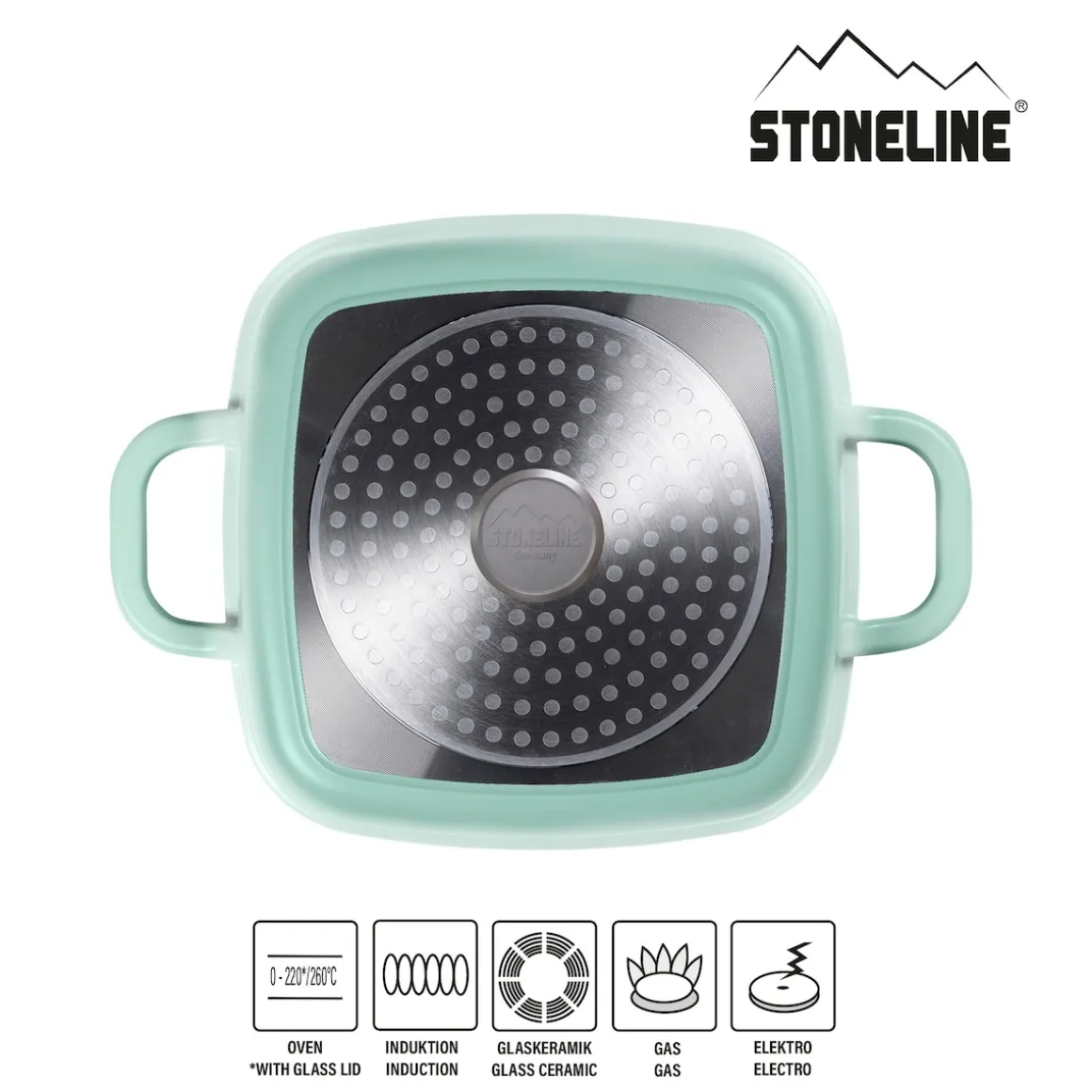 STONELINE Servierpfanne Eckig 20 cm Mint | mit Deckel