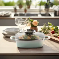 STONELINE Servierpfanne Eckig 20 cm Mint | mit Deckel