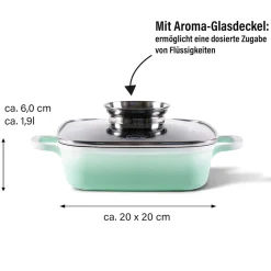 STONELINE Servierpfanne Eckig 20 cm Mint | mit Deckel