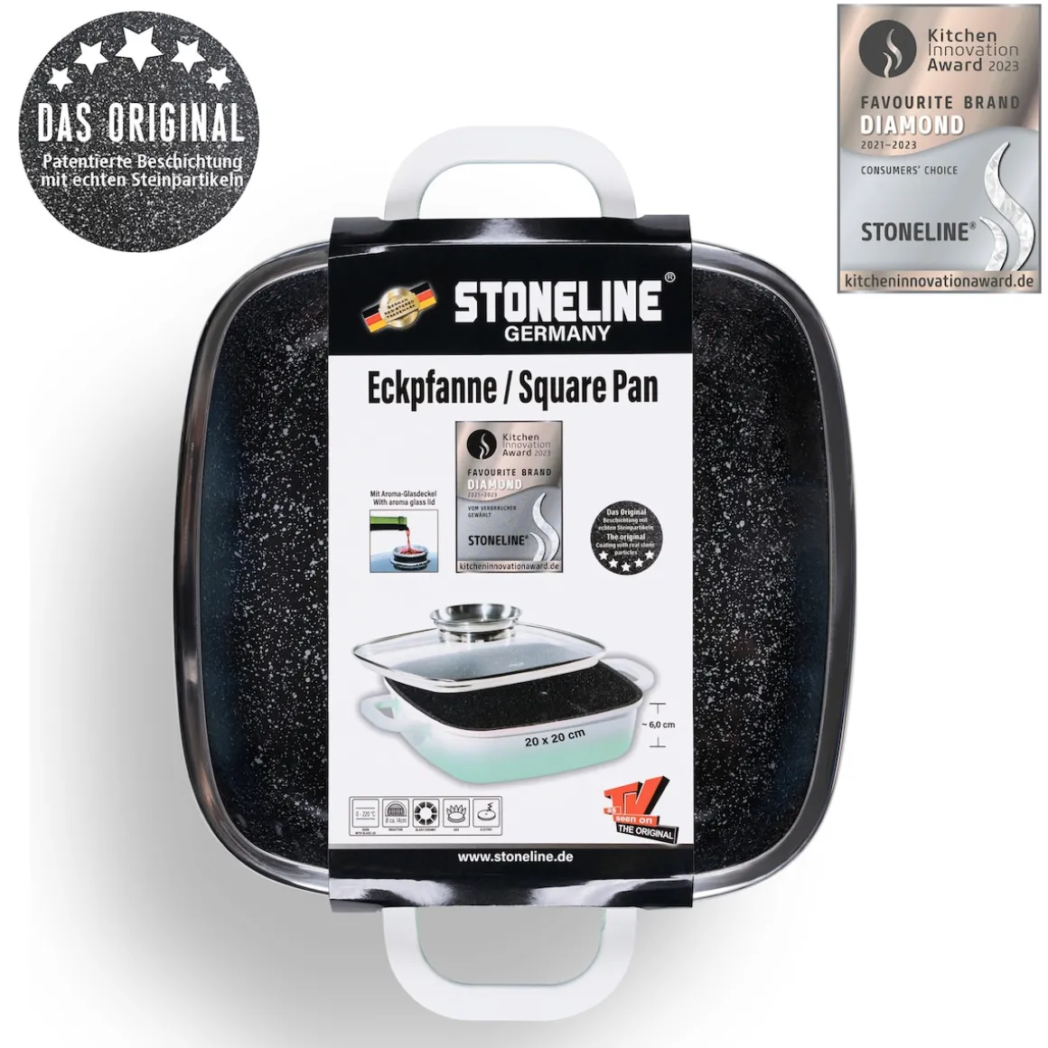 STONELINE Servierpfanne Eckig 20 cm Mint | mit Deckel