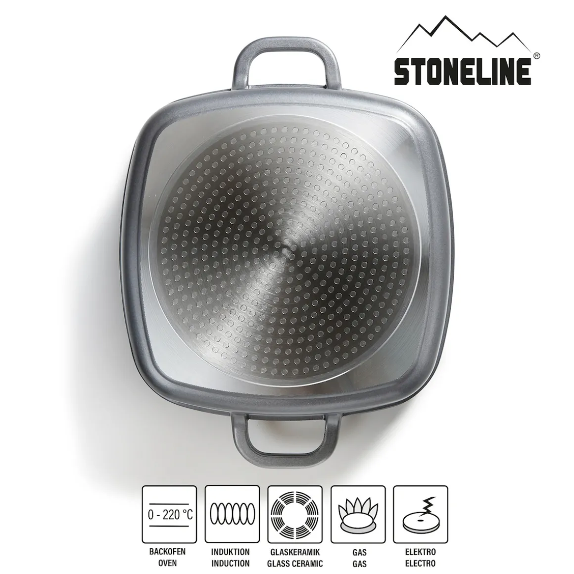 STONELINE Servierpfanne Eckig 24 cm | mit Deckel