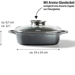 STONELINE Servierpfanne Eckig 24 cm | mit Deckel