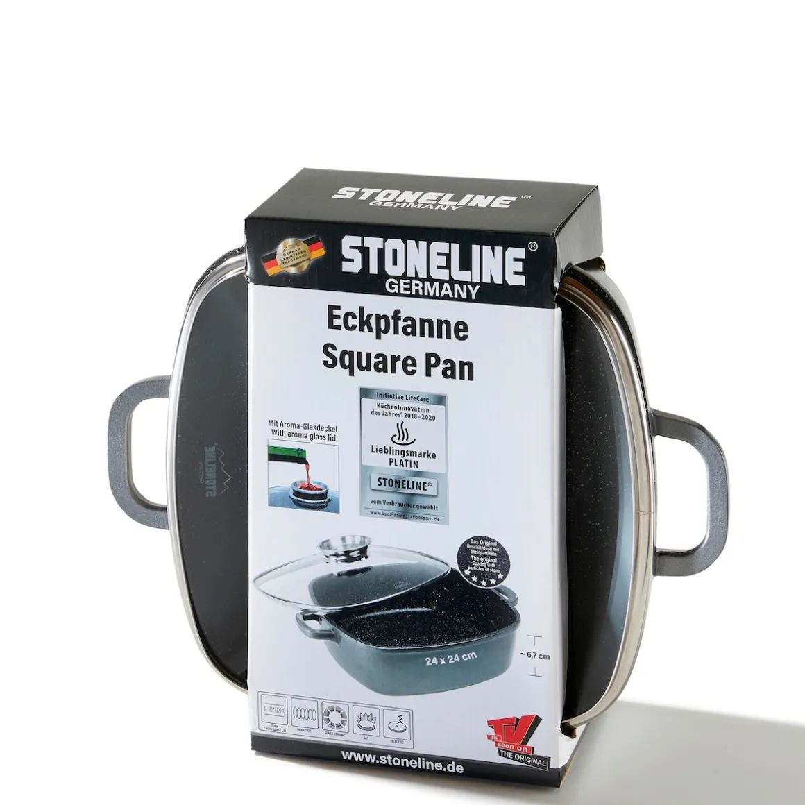 STONELINE Servierpfanne Eckig 24 cm | mit Deckel