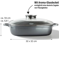 STONELINE Servierpfanne Eckig 32 cm | mit Deckel