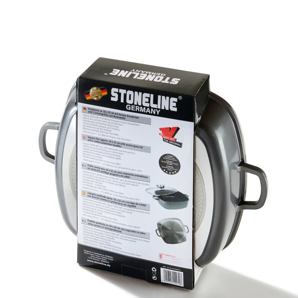 STONELINE Servierpfanne Eckig 32 cm | mit Deckel