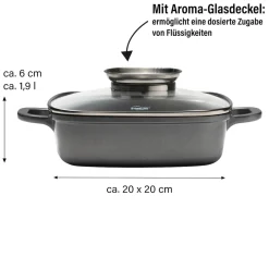 STONELINE Servierpfanne Eckig 20 cm | mit Deckel