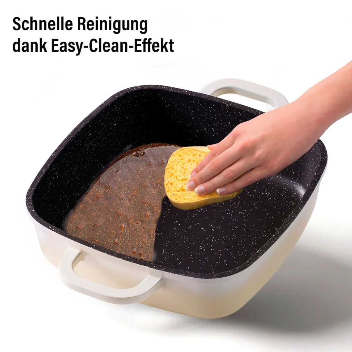 STONELINE Servierpfanne Eckig 20 cm Creme | mit Deckel