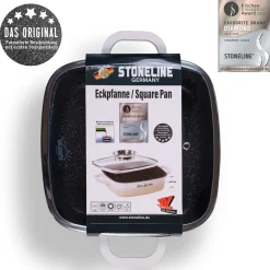 STONELINE Servierpfanne Eckig 20 cm Creme | mit Deckel