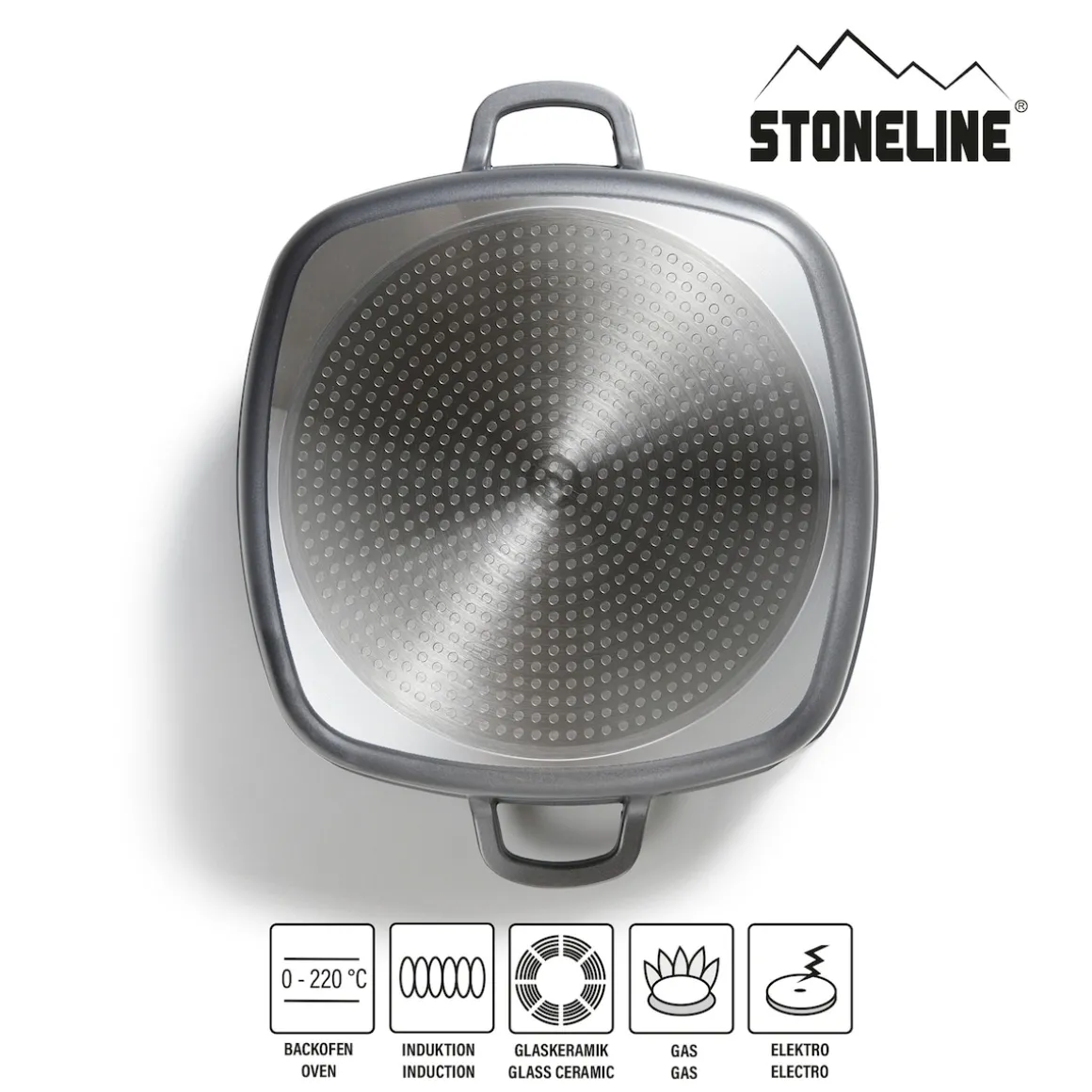 STONELINE Servierpfanne Eckig 28 cm | mit Deckel