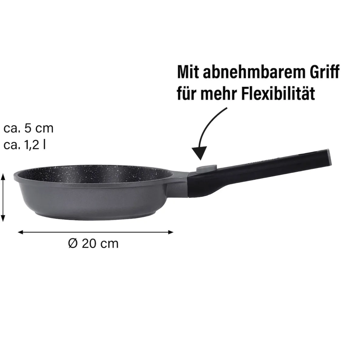STONELINE SMART Bratpfanne 20 cm mit abnehmbarem Griff - Grau