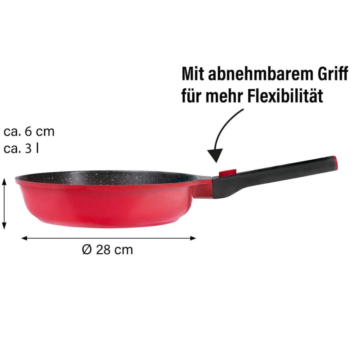 STONELINE SMART Bratpfanne 28 cm | ohne Deckel - Rot
