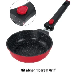 STONELINE SMART Pfannen-Set 3-teilig Rot mit abnehmbaren Griffen | ohne Deckel - Schwarz