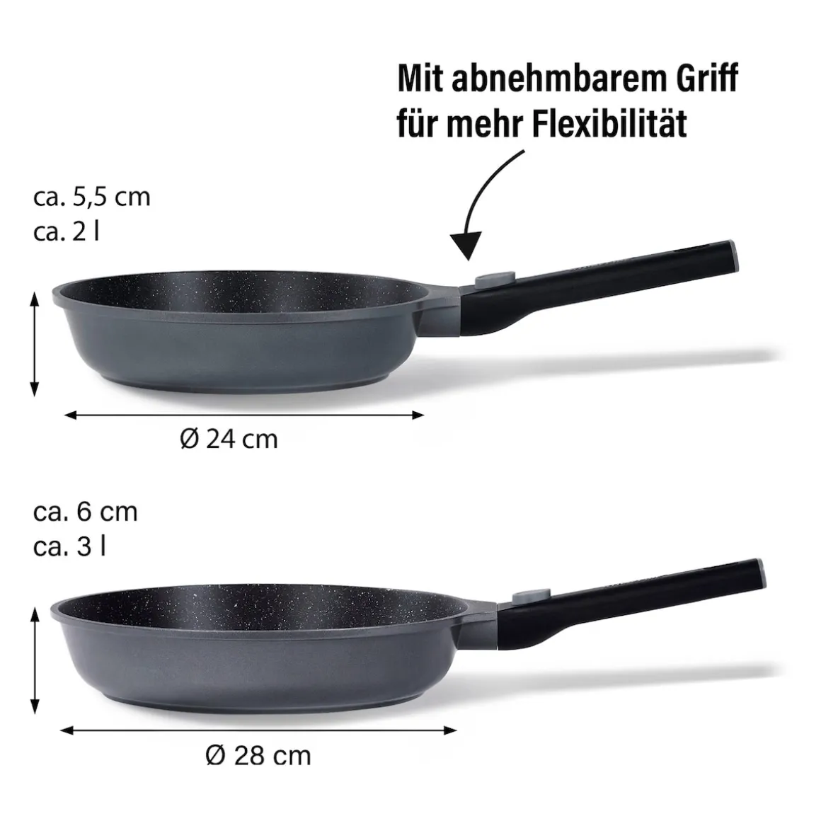 STONELINE SMART Pfannen-Set 2-teilig 24/28 | ohne Deckel - Grau