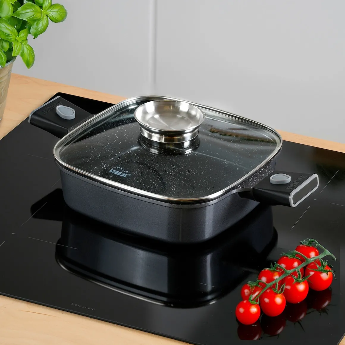 STONELINE SMART Servierpfanne Eckig 24 cm | mit Deckel