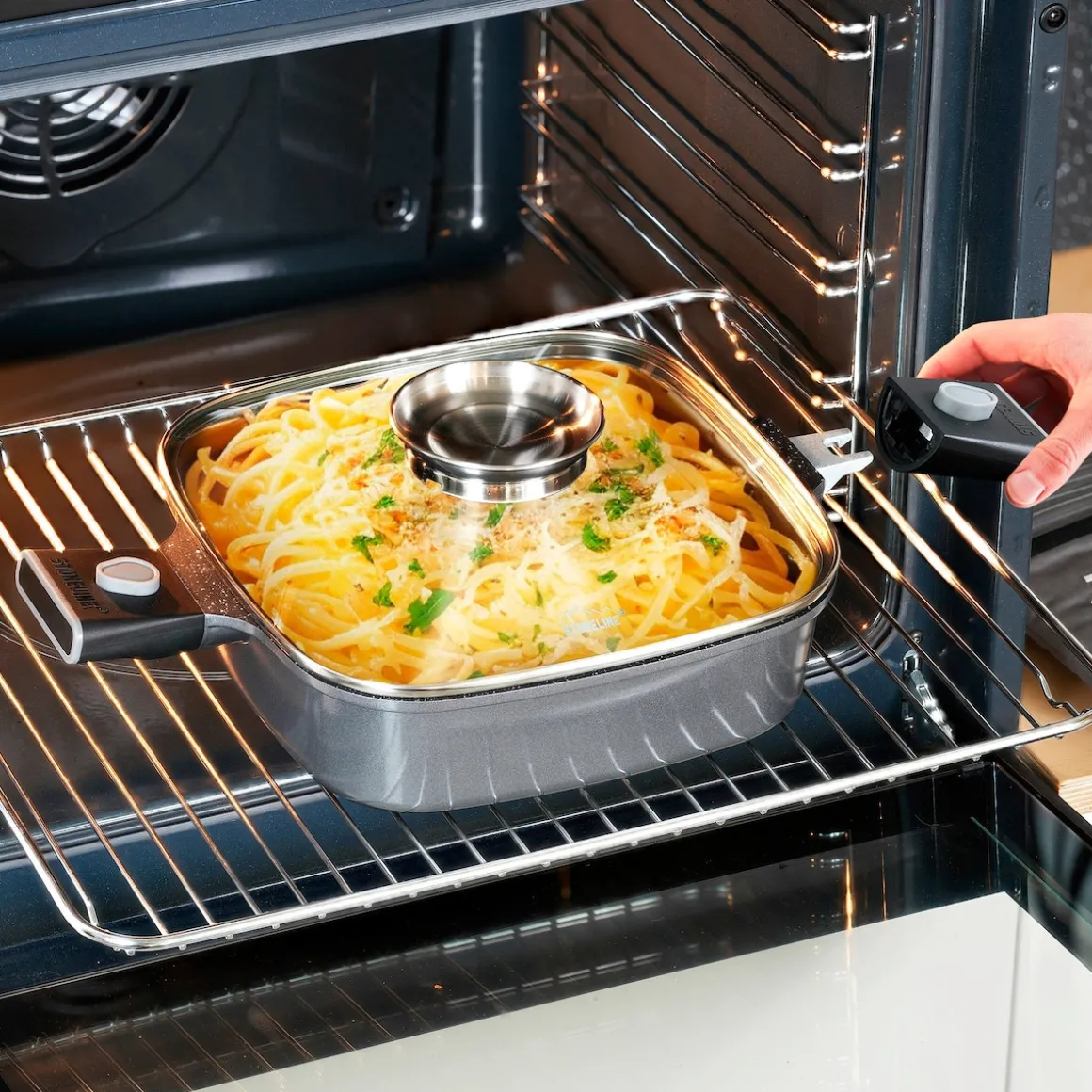 STONELINE SMART Servierpfanne Eckig 24 cm | mit Deckel