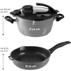 STONELINE SMELL WELL FUTURE Kochgeschirr-Set 4-teilig 24 cm | mit Deckel