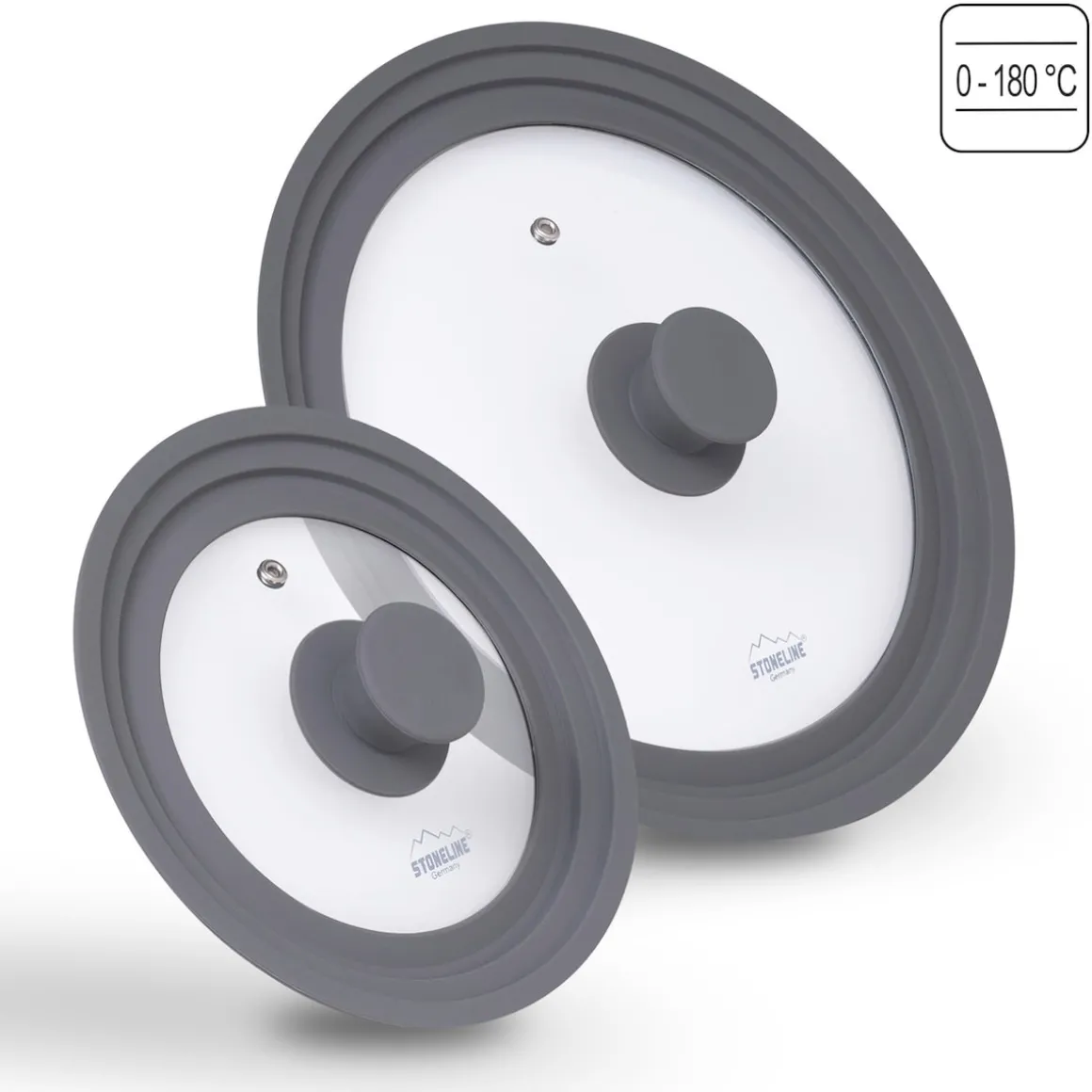 STONELINE Universal Glasdeckel Set 16/18/20 und 24/26/28 | Grau