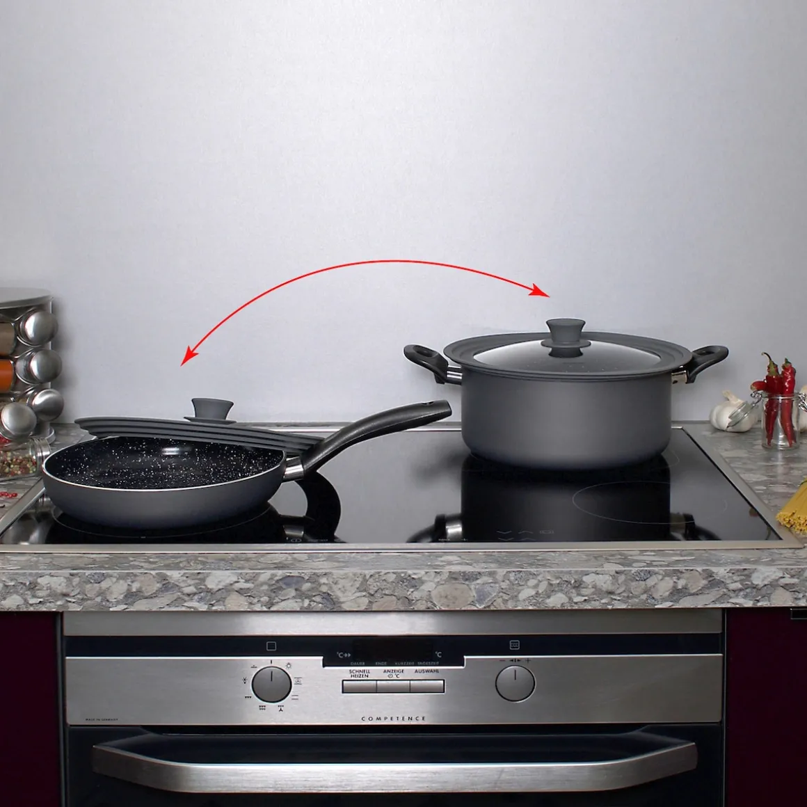 STONELINE Universal Glasdeckel Set 16/18/20 und 24/26/28 | Grau