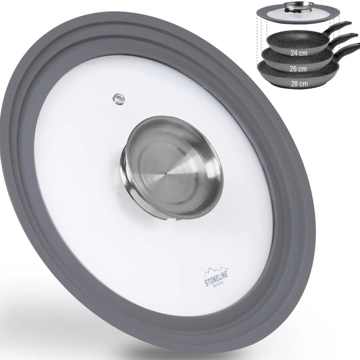 STONELINE Universal Glasdeckel 24/26/28 mit Aroma-Funktion | Grau