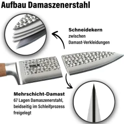 STONELINE Universalmesser 24 cm | 67 Lagen Damastmesser