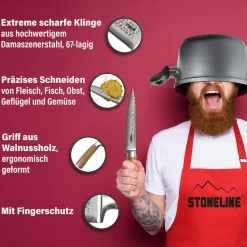 STONELINE Universalmesser 24 cm | 67 Lagen Damastmesser