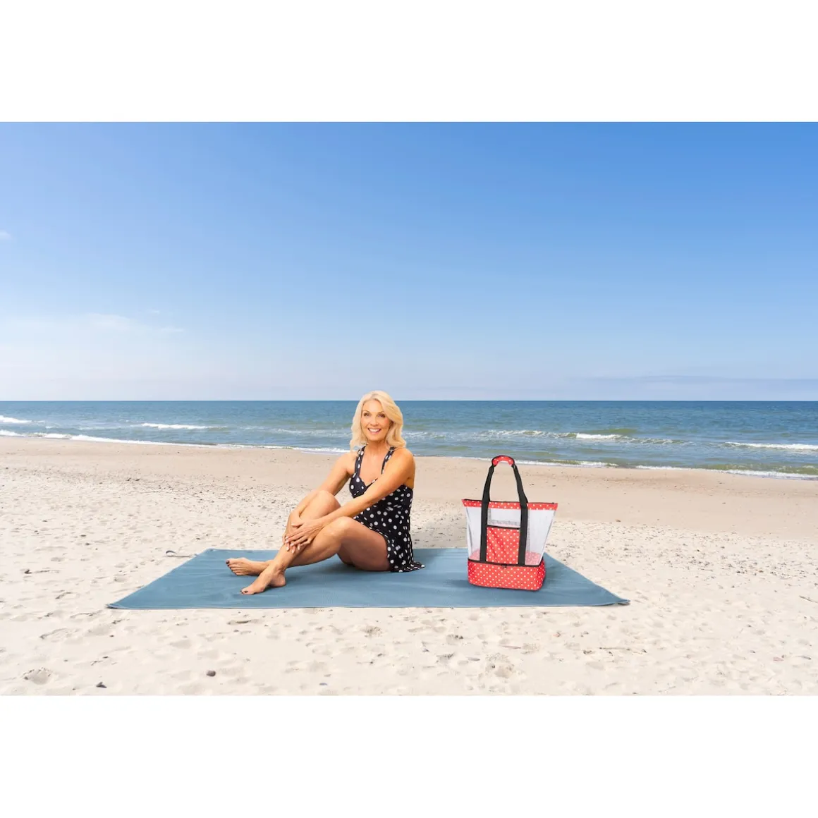 Strand- und Kühltasche "2 in 1" rot/schwarz