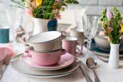 Suppentassen-Set, Steinzeug Maila Hellblau, Hellgrün, Rosa, Grau